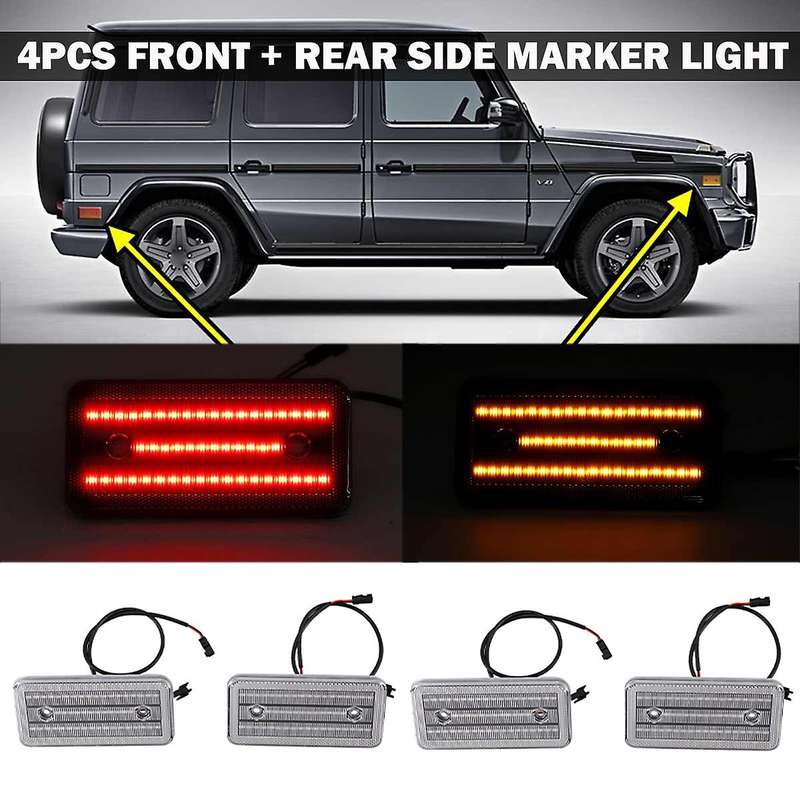 4Pcs LED Side Marker Light Bumper Turn Signal Lamp for W463 G-Class G500 G550 G55 G63 2002-2014 Whit