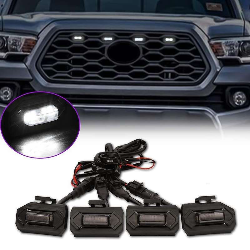 4pcs Led Front Grill Lights for Off Road 2020 2021 External Grill Lamp, White Light