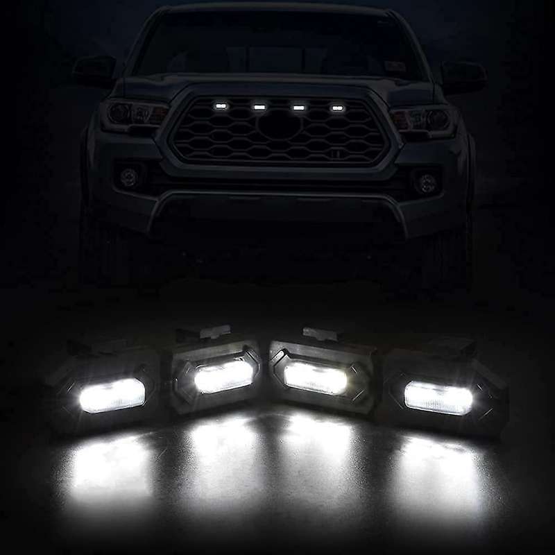 4pcs Led Front Grill Lights for Off Road 2020 2021 External Grill Lamp, White Light