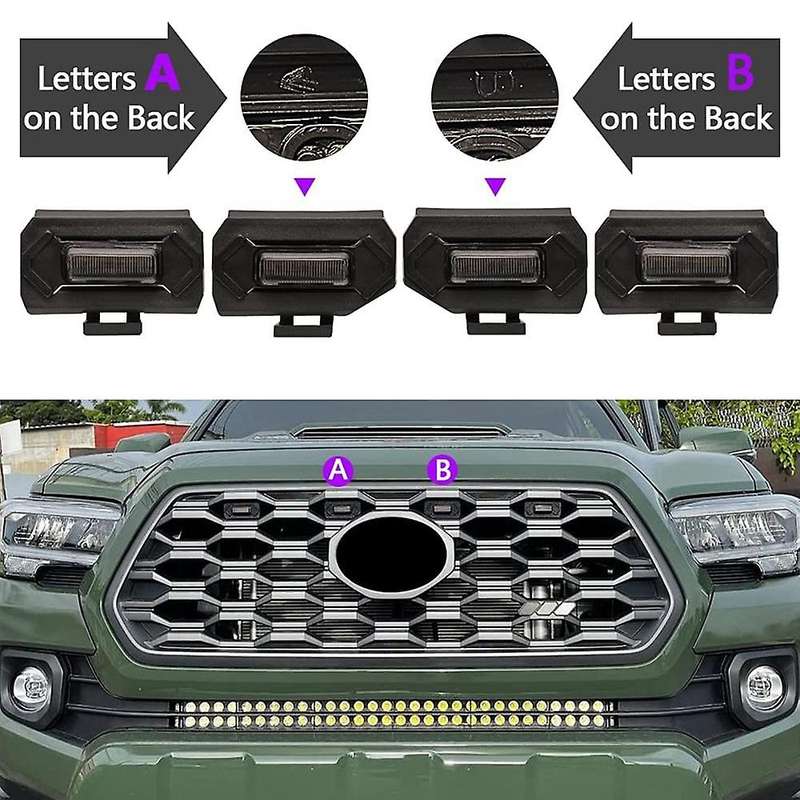 4pcs Led Front Grill Lights for Off Road 2020 2021 External Grill Lamp, White Light