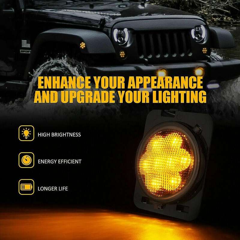 4Pcs LED Turn Signal+ Side Marker Lights for JK 2007-2017