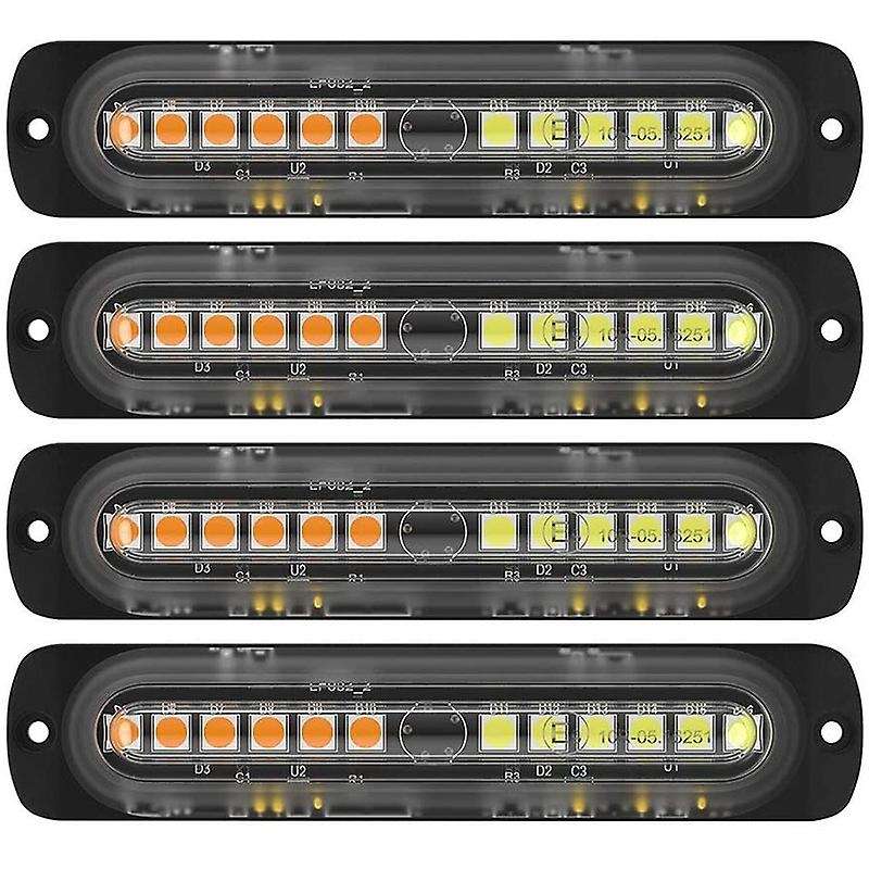 4PCS Light Police Strobe Warning Light , 12 LED Mini Strobe Light Bar Compatible with 12V-24V Vehicl