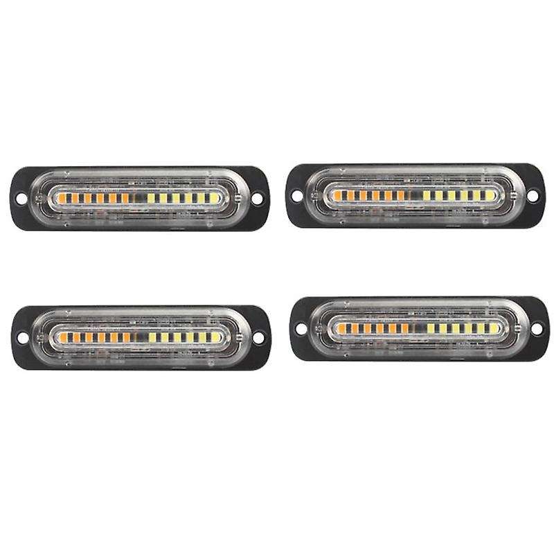 4PCS Light Police Strobe Warning Light , 12 LED Mini Strobe Light Bar Compatible with 12V-24V Vehicl