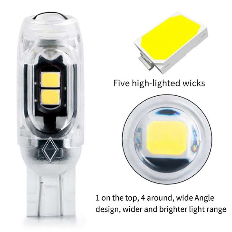 4Pcs Led Steering Light License Plate Light T10 2835 3030 5smd LED Highlight 5W5 Non- Decoding Stro