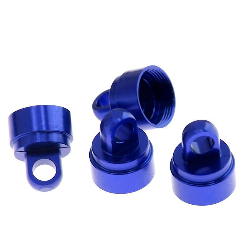 4PCS Machined Alloy Shock Caps Shock Bladder Bottoms Washers Pivot Balls for Slash 2WD 4WD,Blue