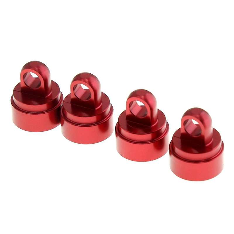 4PCS Machined Alloy Shock Caps Shock Bladder Bottoms Washers Pivot Balls for Slash 2WD 4WD,Red