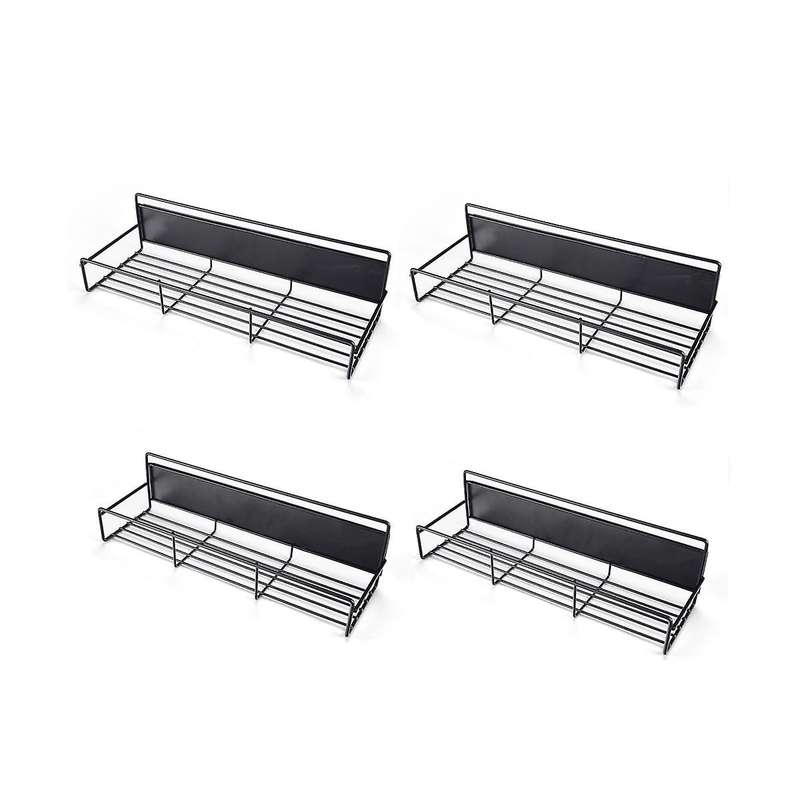 4PCS Magnetic Spice Rack Organizer for Refrigerator and Oven, Metal Fridge Shelf for Kitchen, Black