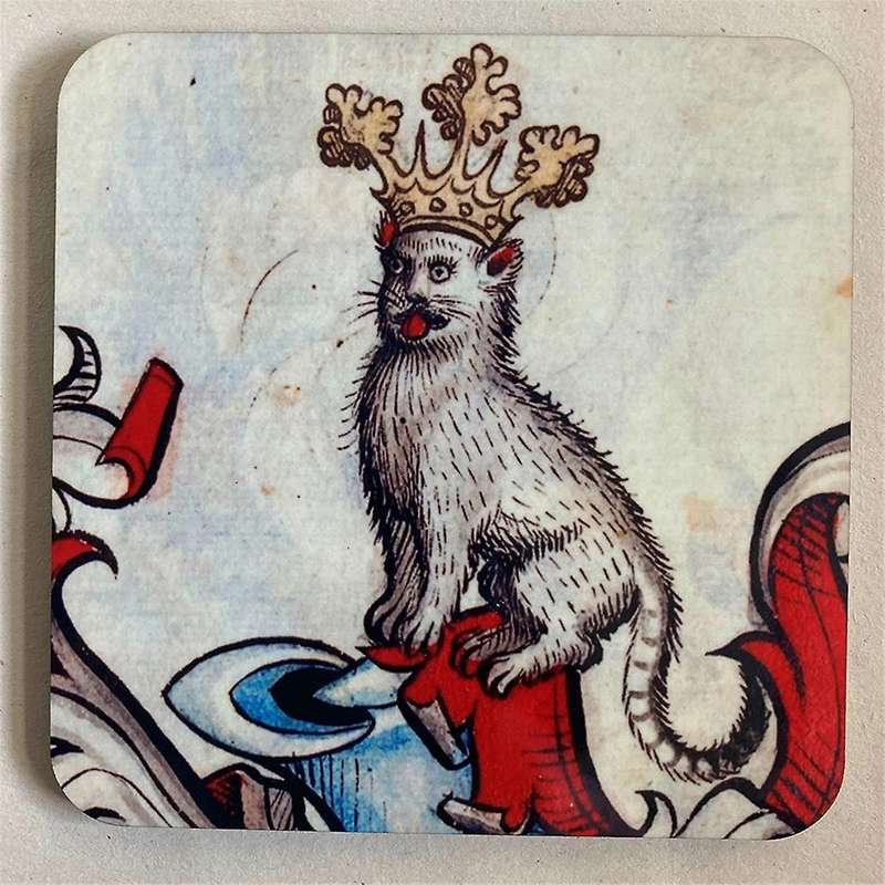 4pcs Medieval Cat Coasters for Drink Set Cat Pattern Round Coasters, Drinking Coasters Cat Coaster