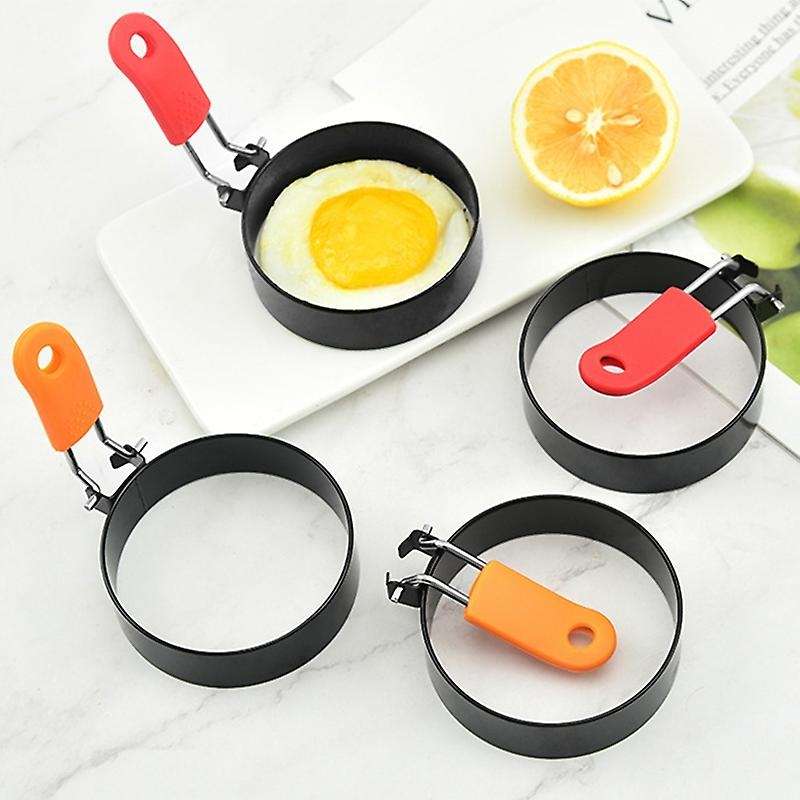 4PCS Metal Round Omelette Fry Egg Ring Pancake Poach Mould Handle Non Stick Kitchen Egg Accessories