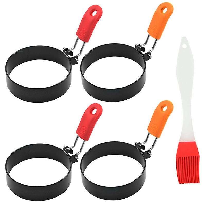 4PCS Metal Round Omelette Fry Egg Ring Pancake Poach Mould Handle Non Stick Kitchen Egg Accessories