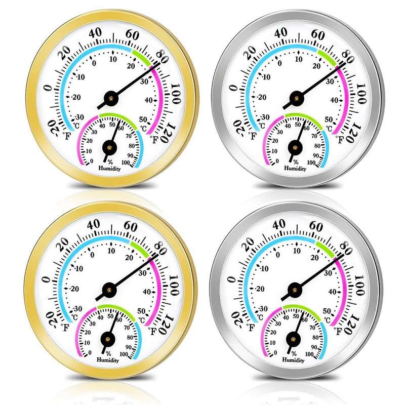 4Pcs Mini Thermometer Hygrometer, 2 in 1 Indoor Outdoor Temperature Humidity Monitor Gauge for Home,