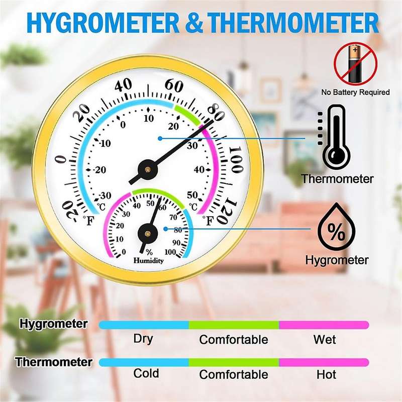 4Pcs Mini Thermometer Hygrometer, 2 in 1 Indoor Outdoor Temperature Humidity Monitor Gauge for Home,