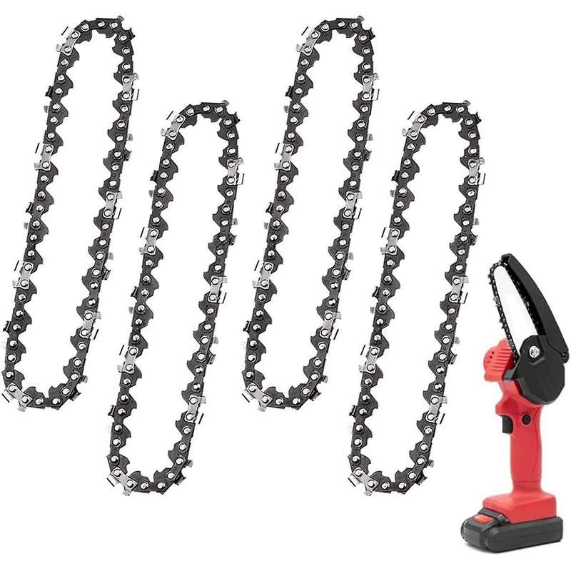 4pcs Mini Chainsaw Chain 4 Inch Guide Saw Chain 1/4 Lp Pitch, 28 Sections for Electric Protable Han