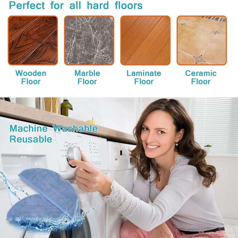 4Pcs Mop Pads Compatible Roborock T7 T7 Plus S7 Floor Wet Microfiber Pad