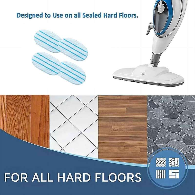 4PCS Mop Pads for ThermaPro 10-In-1 Steam Mop Reusable Microfiber Pads for Wet&Dry Scrubbing