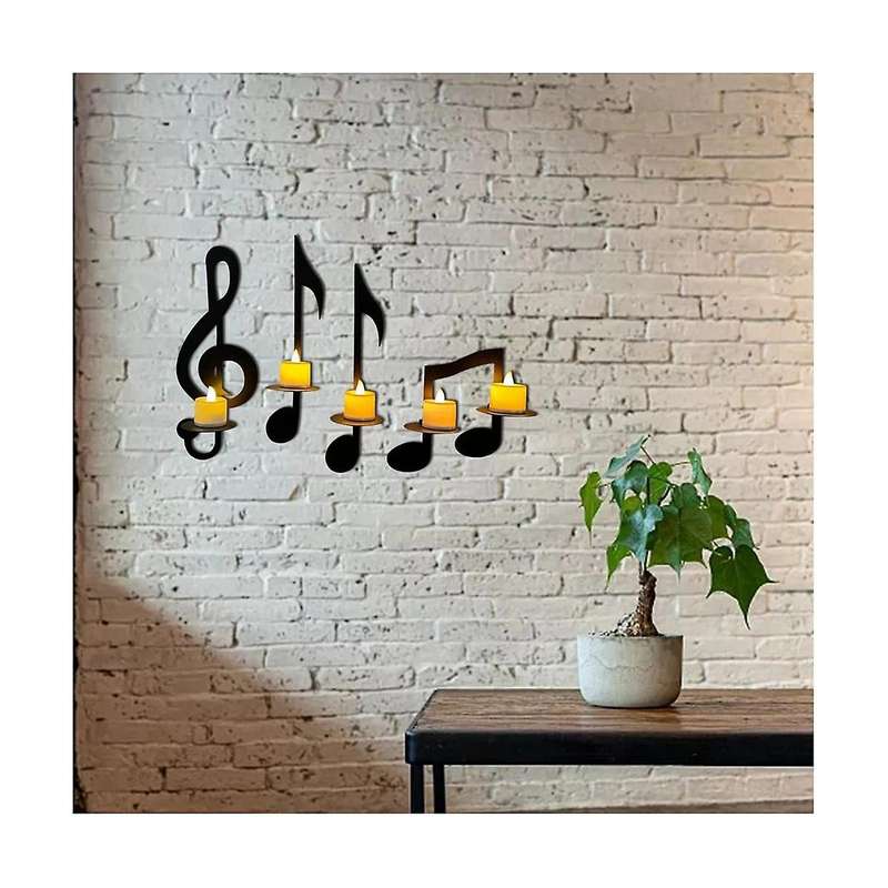4pcs Music Notes Candle Holders-wall Mount Hanging Music Note Candlestick Holders Metal Wall Sconce