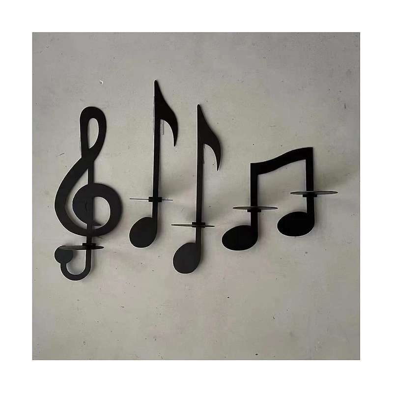 4pcs Music Notes Candle Holders-wall Mount Hanging Music Note Candlestick Holders Metal Wall Sconce