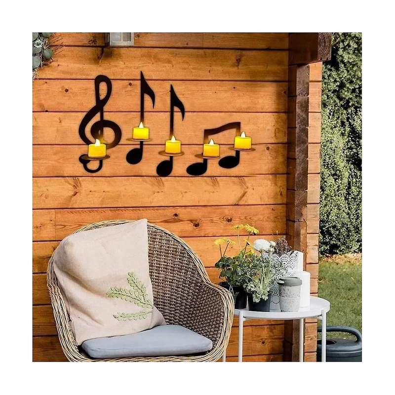 4pcs Music Notes Candle Holders-wall Mount Hanging Music Note Candlestick Holders Metal Wall Sconce