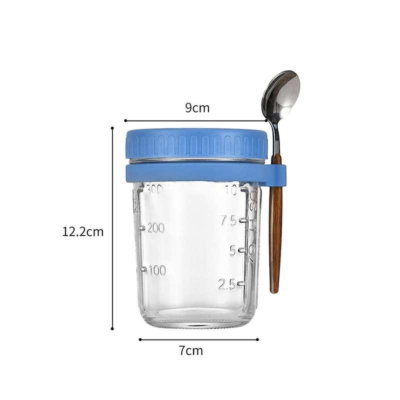 4pcs Overnight Oats Containers with Lids and Spoons Glass Masonjars for Overnight Oats Leak Proof Oa
