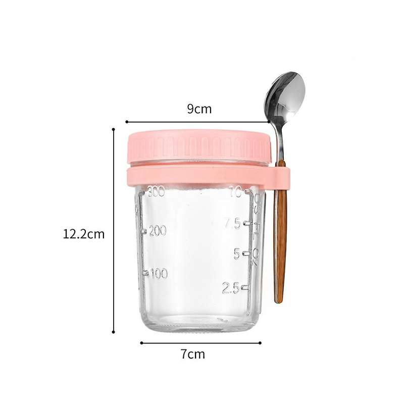 4pcs Overnight Oats Containers with Lids and Spoons Glass Masonjars for Overnight Oats Leak Proof Oa