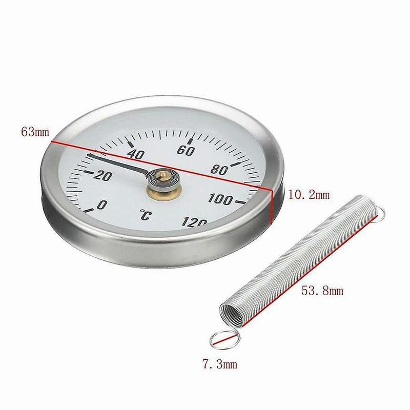 4PCS Pipe Spring Clip-on Thermometer 63MM 0-120  Aluminium Temperature Gauge for Hot Water, Hvac. He