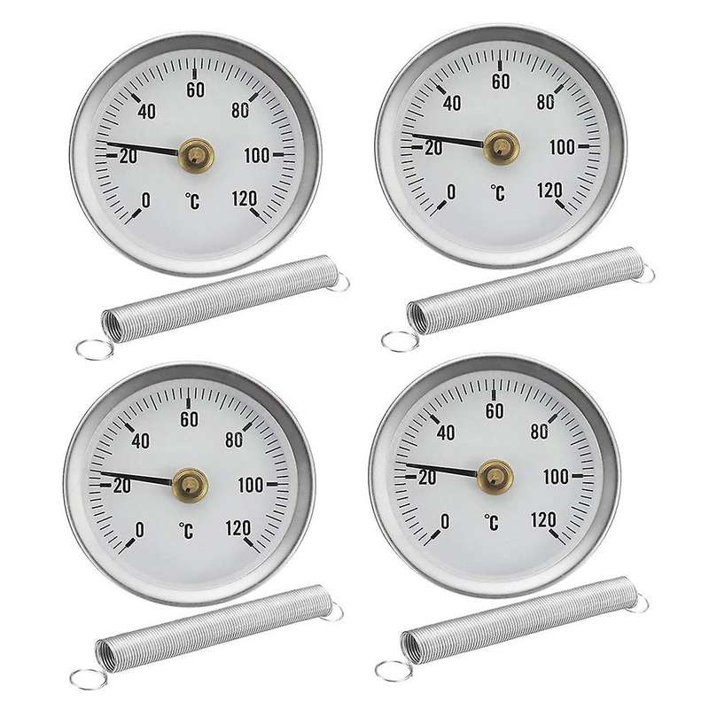 4PCS Pipe Spring Clip-on Thermometer 63MM 0-120  Aluminium Temperature Gauge for Hot Water, Hvac. He