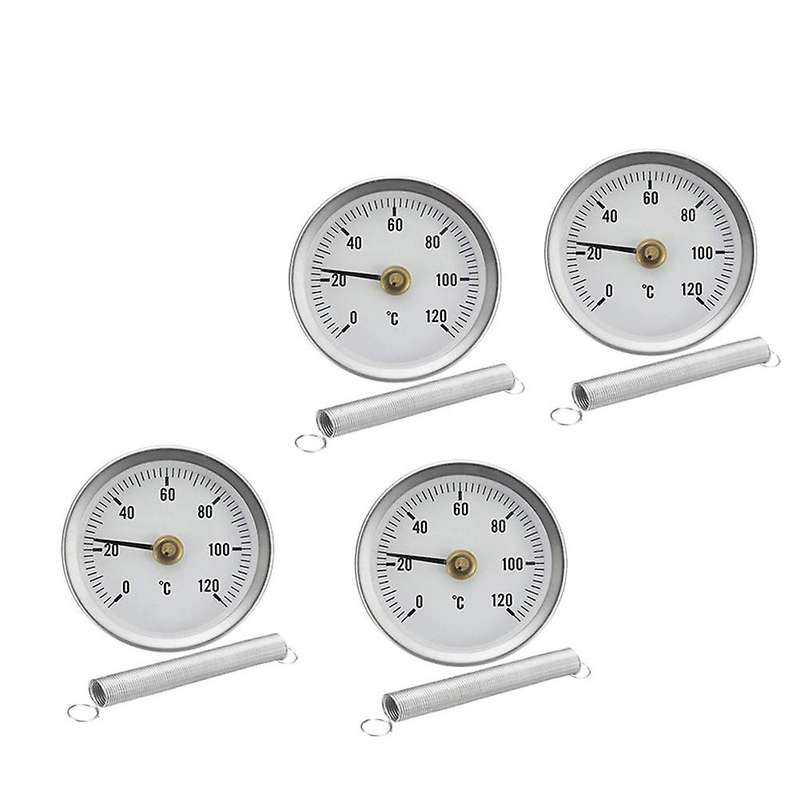 4PCS Pipe Spring Clip-on Thermometer 63MM 0-120  Aluminium Temperature Gauge for Hot Water, Hvac. He