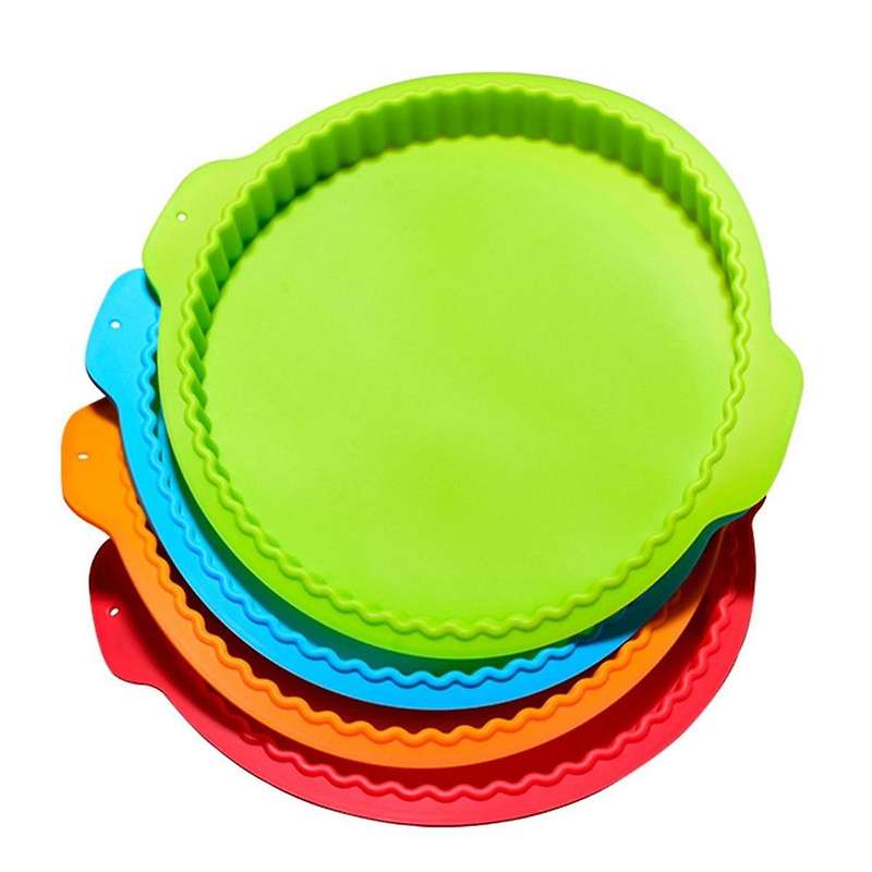4PCS Pizza Round Wave Silicone Baking Pans Handmade Cookie Bread Loaf Pizza Pie Toast Tray Thin Cake