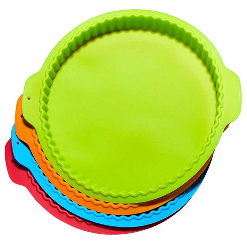 4PCS Pizza Round Wave Silicone Baking Pans Handmade Cookie Bread Loaf Pizza Pie Toast Tray Thin Cake