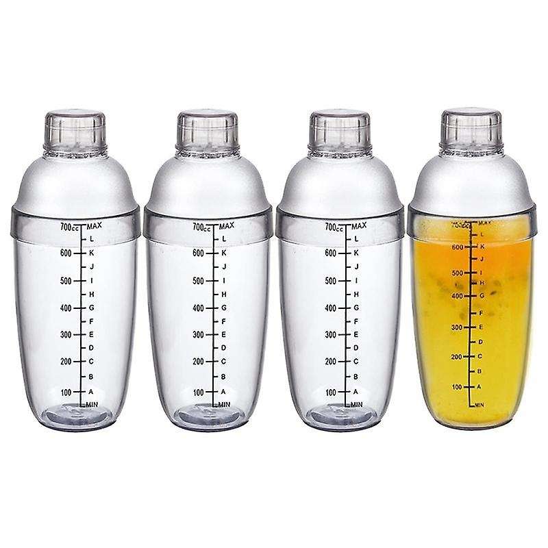 4pcs Plastic Cocktail Shaker, 24 Oz Drink Mixer with Scales for Bar
