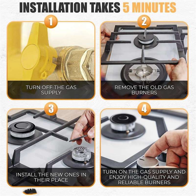 4Pcs Portable Gas Stove Burner Replacement - Surface Burner Head Replacement Stove Range Gas Burners