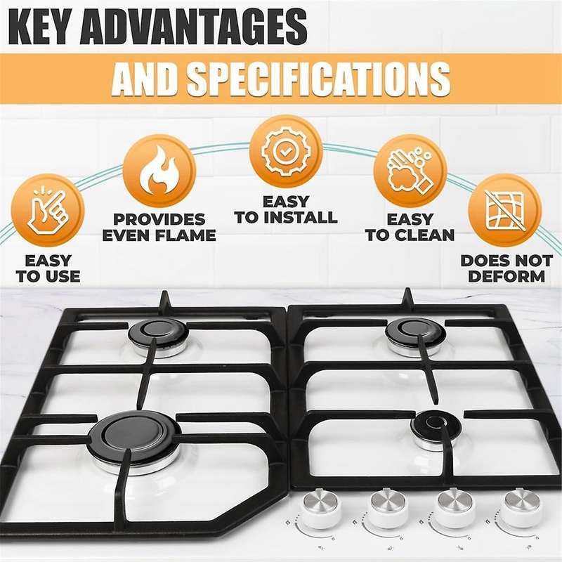 4Pcs Portable Gas Stove Burner Replacement - Surface Burner Head Replacement Stove Range Gas Burners