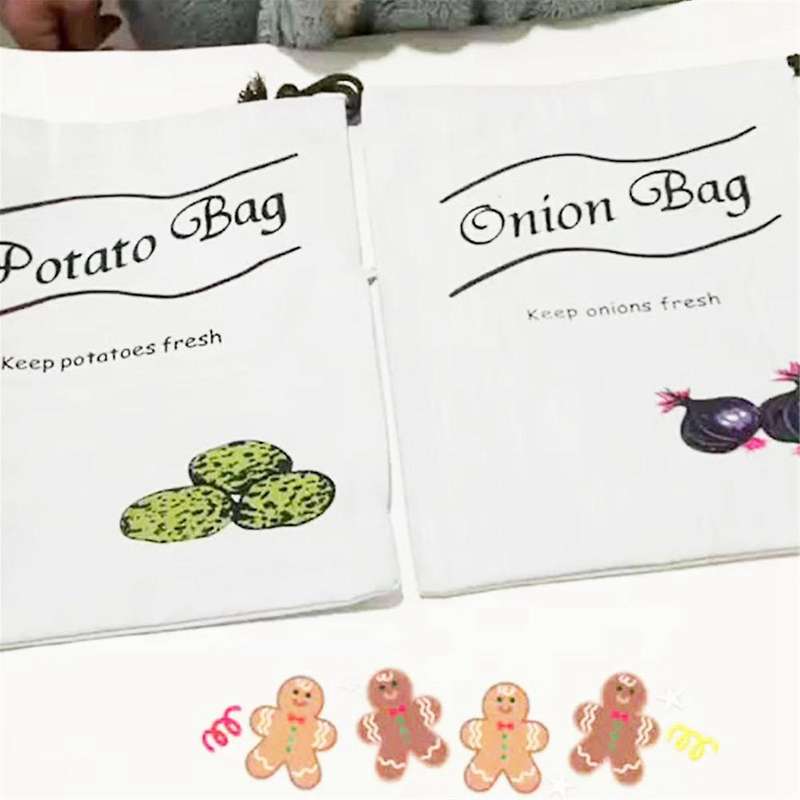 4pcs Potato Storage for Pantry I Potato and Onion Storage Bags with Side Zipper Farmhouse Onion Bag