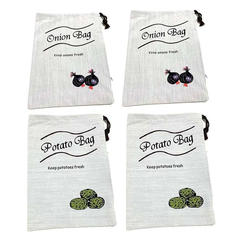 4pcs Potato Storage for Pantry I Potato and Onion Storage Bags with Side Zipper Farmhouse Onion Bag