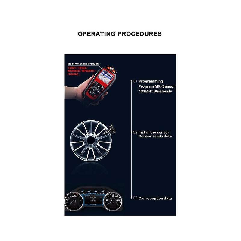 4Pcs Programmable MX Sensor 315MHZ+433MHz Universal 2 in 1 Tire Pressure Monitoring System TPMS Too