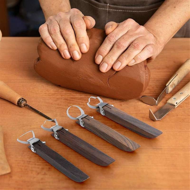 4Pcs Pottery Handle Making Tools, Sculpture Scraper Pottery Carving Tool, Pottery Trimming Tools, Cl