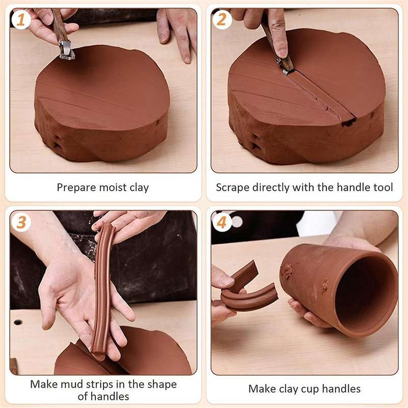 4Pcs Pottery Handle Making Tools, Sculpture Scraper Pottery Carving Tool, Pottery Trimming Tools, Cl