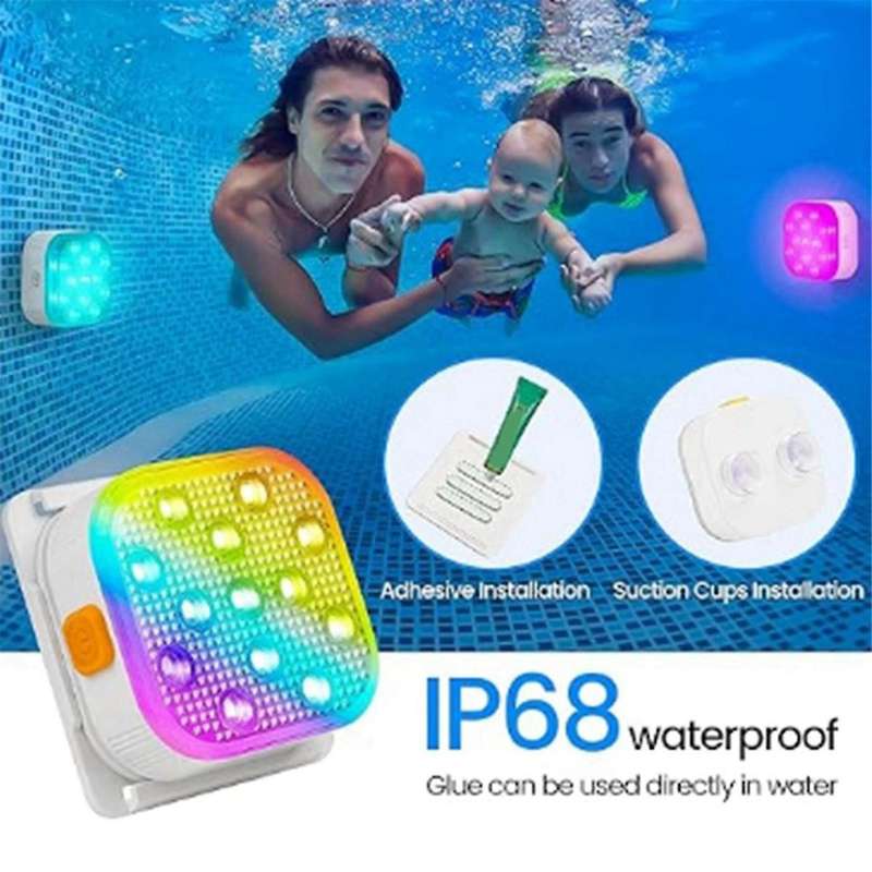 4pcs Rechargeable Submersible Pool Lights with Remote, IP68 Waterproof 16 Color Changing LED Lights
