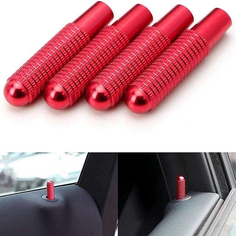4Pcs Red Aluminum Alloy Bolt-on Replace Door Lock Knobs Compatible for C E S GLC Class(W205 W213 X20