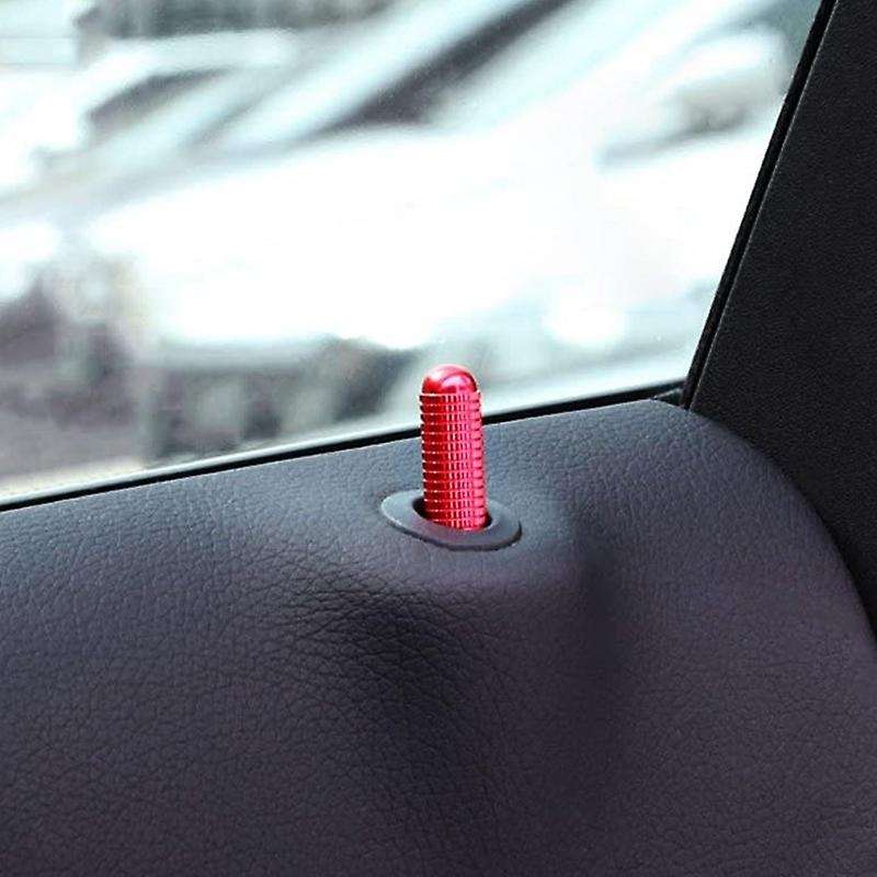 4Pcs Red Aluminum Alloy Bolt-on Replace Door Lock Knobs Compatible for C E S GLC Class(W205 W213 X20