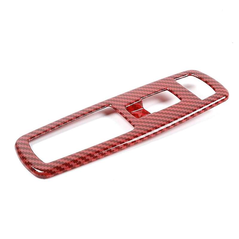 4Pcs Red Carbon Fiber Car Inner Window Lift Trim Switch Panel Cover for RAM 2010-2017/Charger Durang
