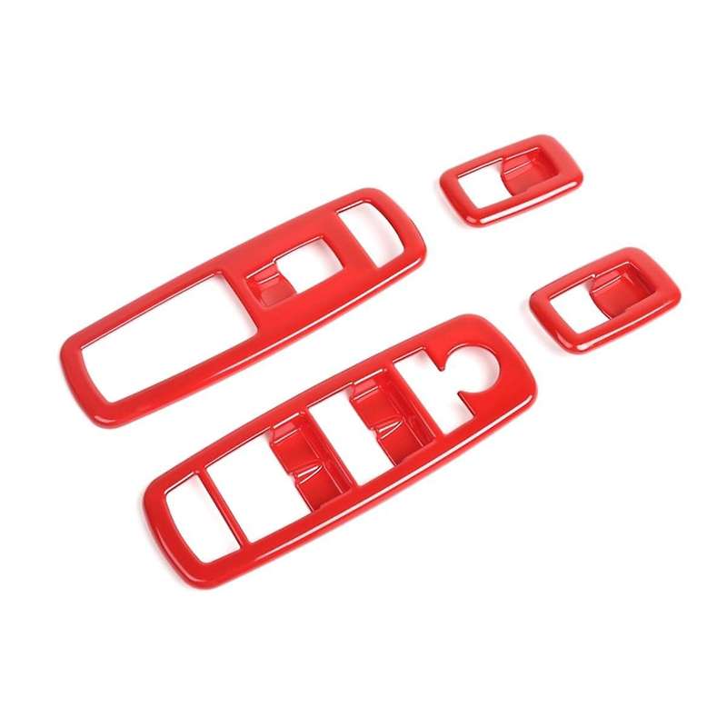 4pcs Red Car Inner Window Lift Trim Switch Panel Cover for Ram 2010-2017/charger Durango 2011-2021