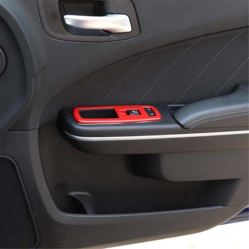 4pcs Red Car Inner Window Lift Trim Switch Panel Cover for Ram 2010-2017/charger Durango 2011-2021