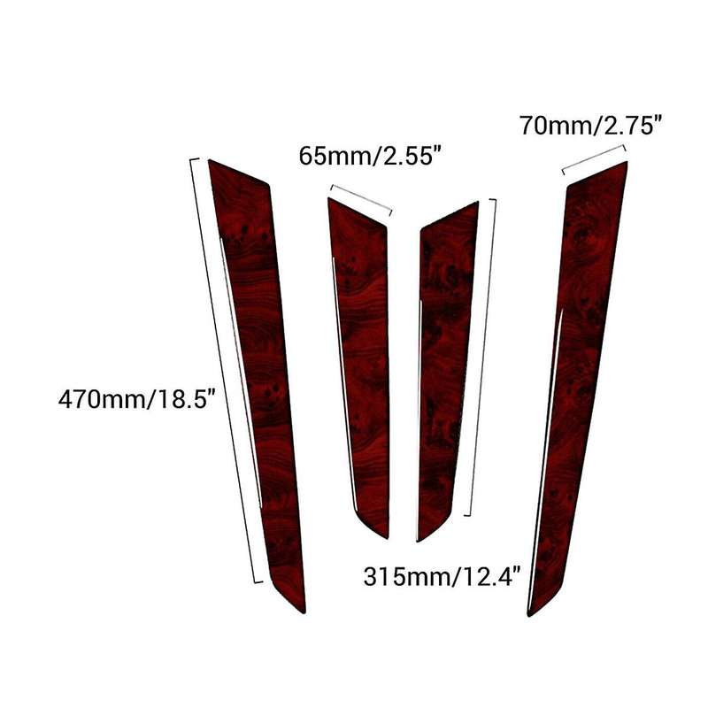 4PCS Red Wood Grain Interior Door Panel Trim Cover for C Class W204 2007-2013
