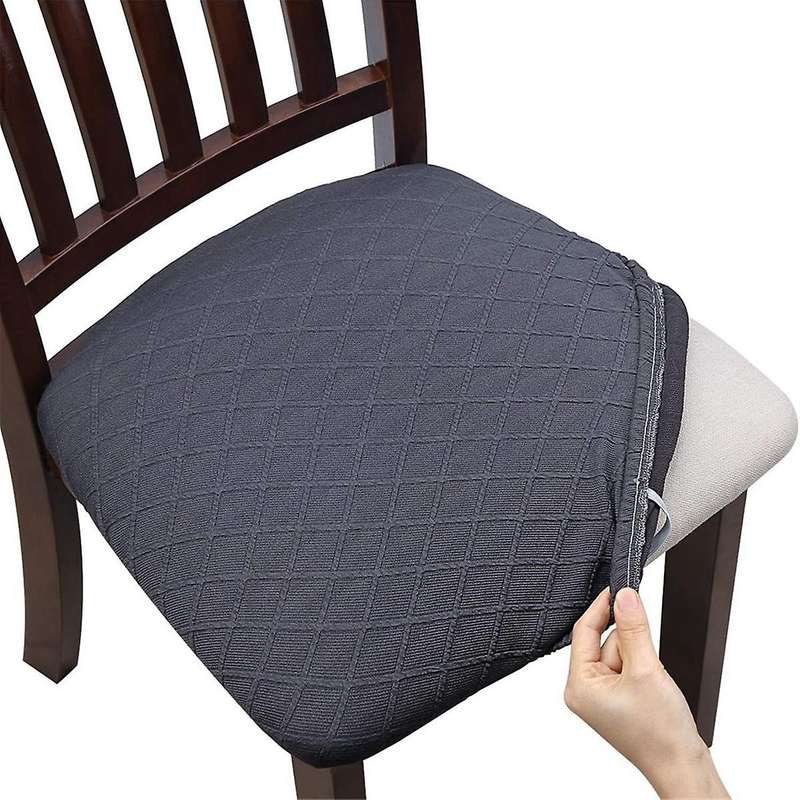 4Pcs Rhombus Lattice Chair Seat Covers - Removable Washable Anti-Dust Dining Chair Seat Protector Cu