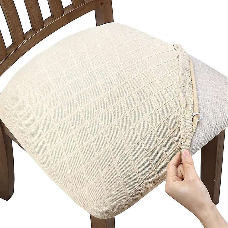 4Pcs Rhombus Lattice Chair Seat Covers - Removable Washable Anti-Dust Dining Chair Seat Protector C