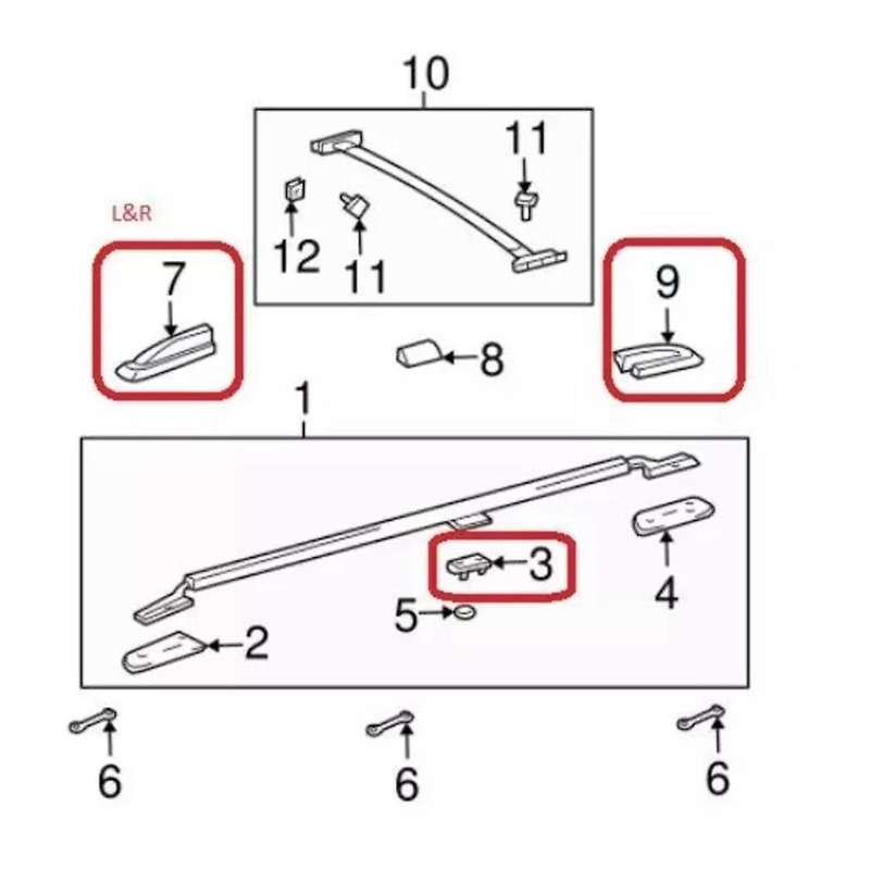 4pcs Roof Rack Rail End Cover Shell for Land Cruiser 1998-2007 63491-60060 63492-60060 63493-60070 6