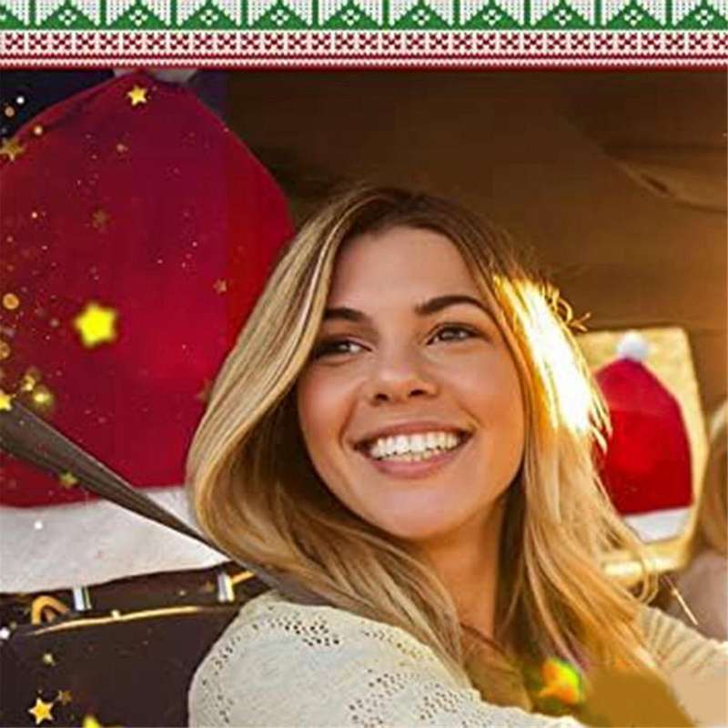 4Pcs Santa- Hat Car Seat Headrest Cover Cute Car Decor Interior Car Decoration, Suitable for Most Ca