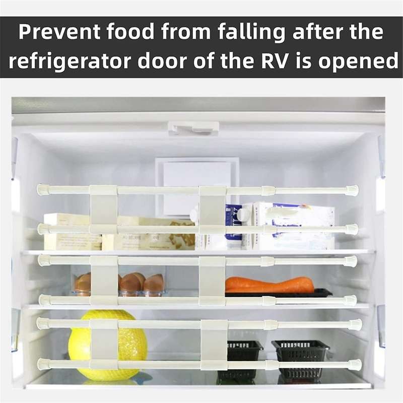 4pcs Rv Refrigerator Bars Adjustable Rv Fridge Tension Bars Rv Fridge Bars for Holding Food Drinks R