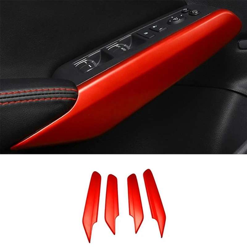 4pcs Side Window Switch Cover Strip Trim Decor for 11th 2022 2023 Red Interior Accessories